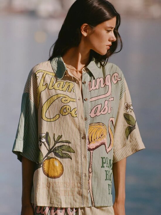 Anthropologie Tops - 🌴 Anthropologie Celandine Short-Sleeve Linen-Blend Buttondown Shirt Small S